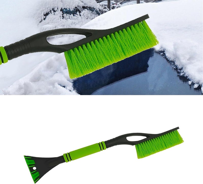 Alieemo 27" Detachable Aluminum Snow Brush & Ice Scraper for Car Windshield - Ergonomic Foam Grip, Suitable for Cars, Trucks, SUV Windshields & Windows, Winter Car Essential Tool (Green) - Image 1
