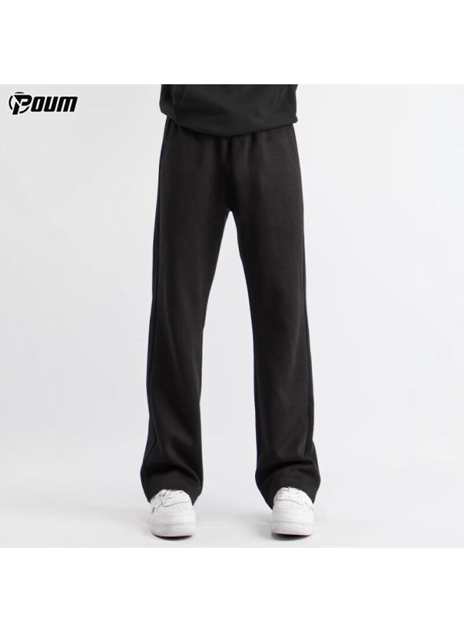 Poum Men's Premium Straight-leg Sweatpants Spring Summer Draped Wide-leg Sports Pants 888 Black 4XL - Image 1