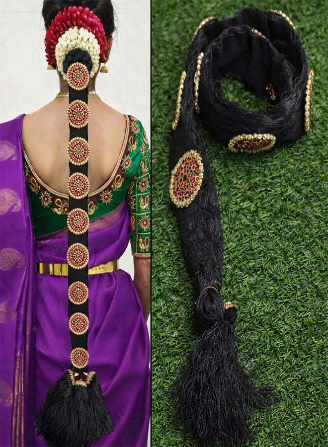 THANUS CRAFT THANU'S CRAFT Pula Poola Jada Billalu Hair Choti Ornaments Bharatanatyam Kuchipudi Classical Dance Jewellery for women - Image 5