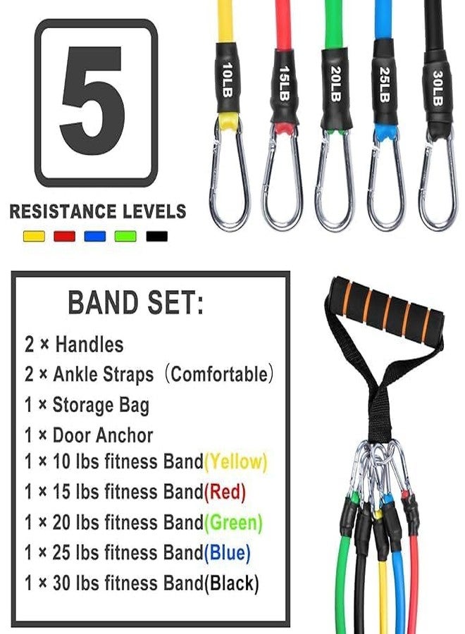 DORLANK Resistance Bands Set for Workout, Stretch Band for Exercise, Stretching and Workout Toning Tube Kit with Foam Handles, Door Anchor, Ankle Strap and Carry Bag for Men, Women (Multicolor) - Image 2