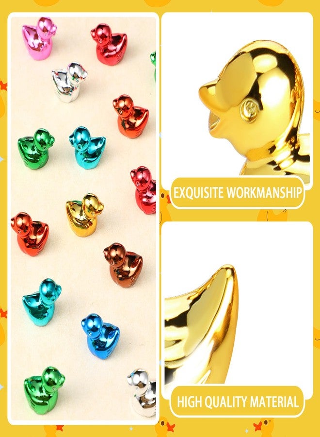 Yaocom 100 Pcs 10 Metallic Colors Mini Duck Statue Bulk Resin Duck Figurines Micro Garden Landscape Dollhouse Cake Decoration Potted Plants DIY Craft Charms for Party Christmas Thanksgiving Gift - Image 4