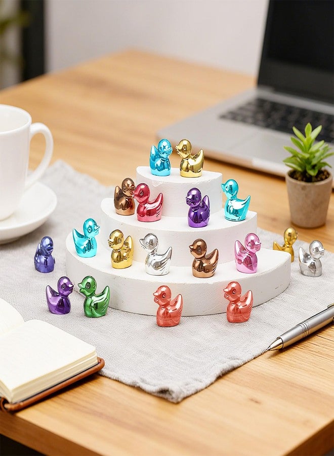 Yaocom 100 Pcs 10 Metallic Colors Mini Duck Statue Bulk Resin Duck Figurines Micro Garden Landscape Dollhouse Cake Decoration Potted Plants DIY Craft Charms for Party Christmas Thanksgiving Gift - Image 2
