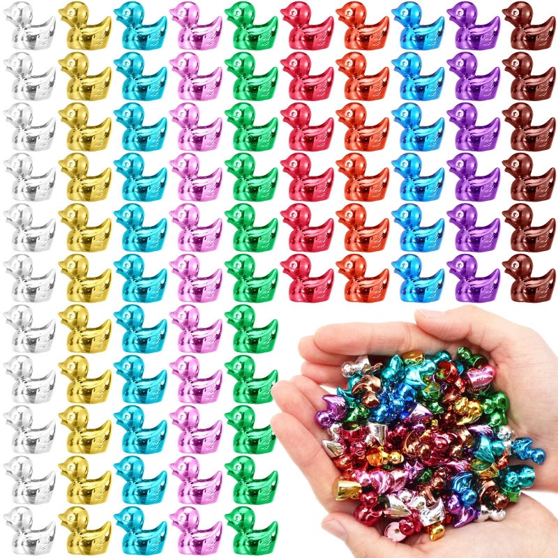 Yaocom 100 Pcs 10 Metallic Colors Mini Duck Statue Bulk Resin Duck Figurines Micro Garden Landscape Dollhouse Cake Decoration Potted Plants DIY Craft Charms for Party Christmas Thanksgiving Gift - Image 1