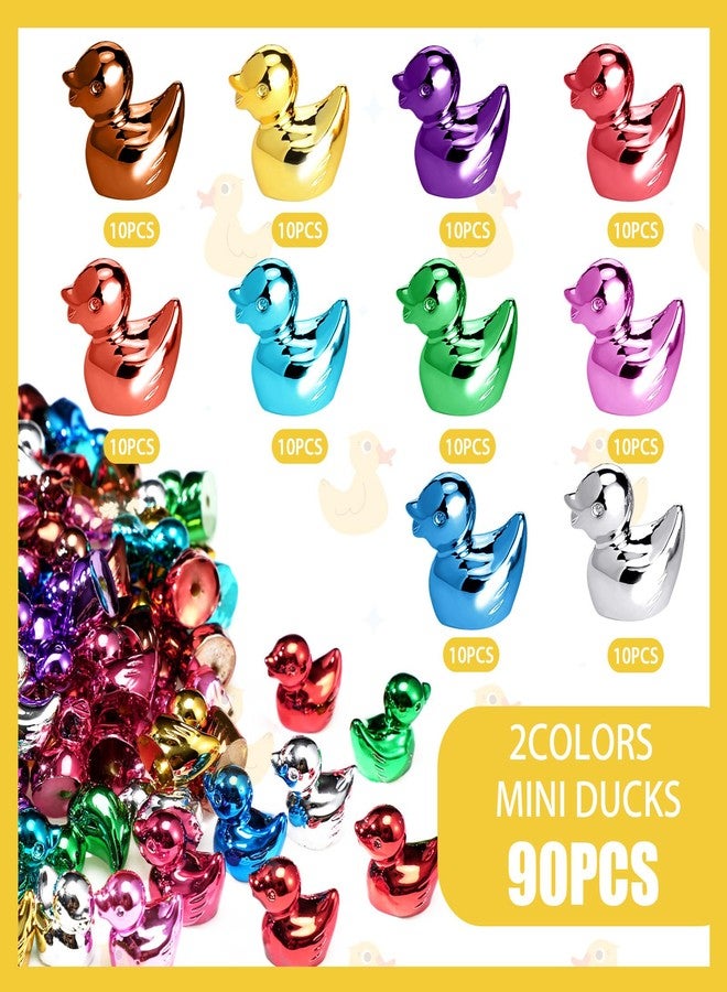 Yaocom 100 Pcs 10 Metallic Colors Mini Duck Statue Bulk Resin Duck Figurines Micro Garden Landscape Dollhouse Cake Decoration Potted Plants DIY Craft Charms for Party Christmas Thanksgiving Gift - Image 3