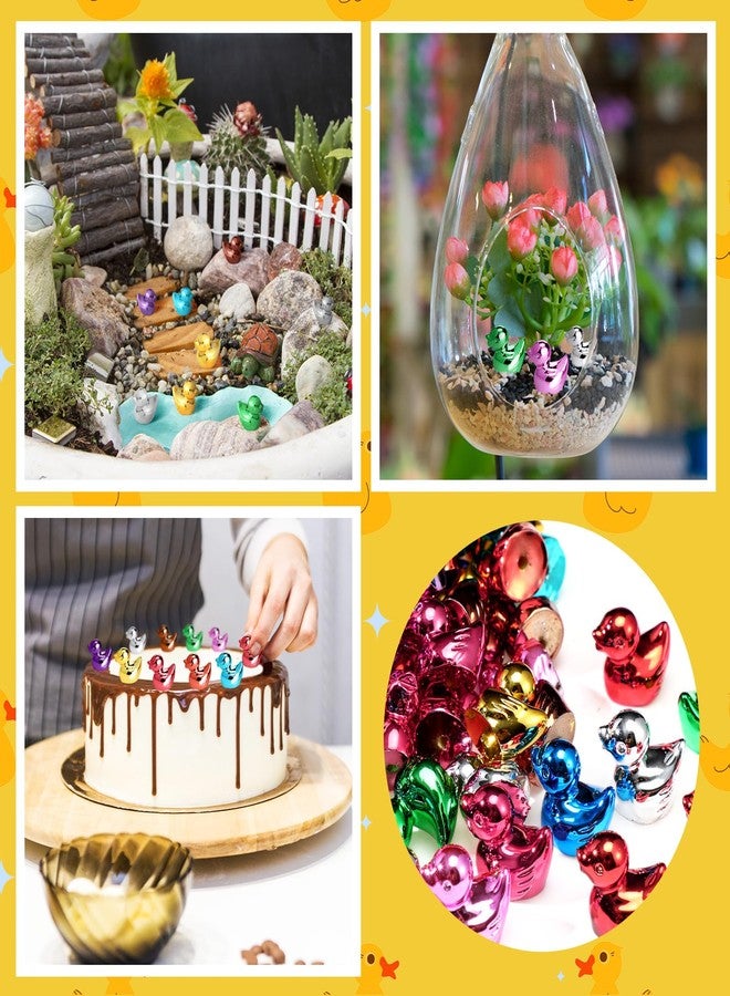 Yaocom 100 Pcs 10 Metallic Colors Mini Duck Statue Bulk Resin Duck Figurines Micro Garden Landscape Dollhouse Cake Decoration Potted Plants DIY Craft Charms for Party Christmas Thanksgiving Gift - Image 5
