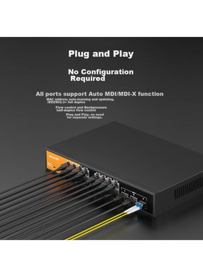 Keeplink 19gtp-sg2/mac, 16-port 100mbps Poe Switch, 2 Gigabit Cascading, 1 Gigabit Sfp, Surveillance Camera Separator Switch, 240w - Image 2