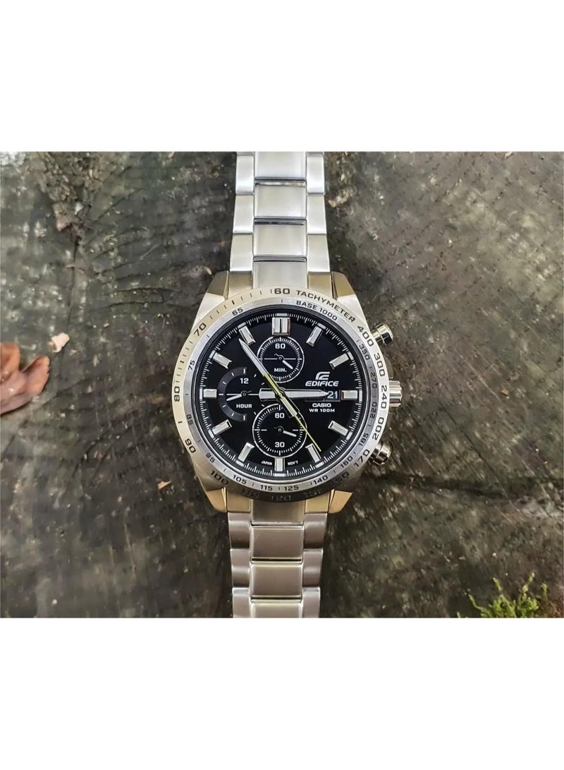 كاسيو ساعة كاسيو إديفيس EFR-574D-1AVUDF للرجال كرونوغراف من الستانلس ستيل مع قرص أسود وإطار تاكيمتر – مقاومة للماء حتى 100 متر - Image 4