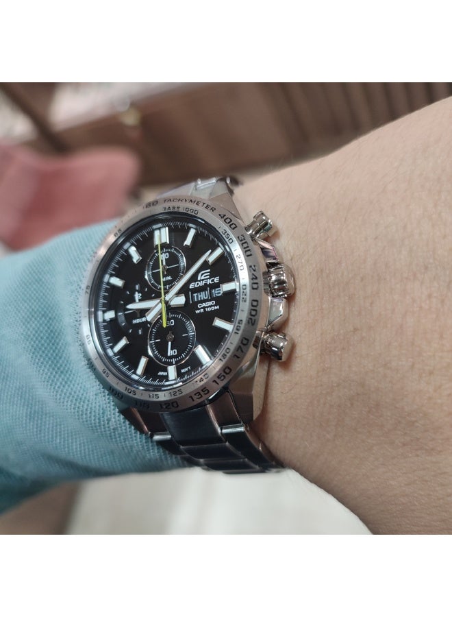 كاسيو ساعة كاسيو إديفيس EFR-574D-1AVUDF للرجال كرونوغراف من الستانلس ستيل مع قرص أسود وإطار تاكيمتر – مقاومة للماء حتى 100 متر - Image 5