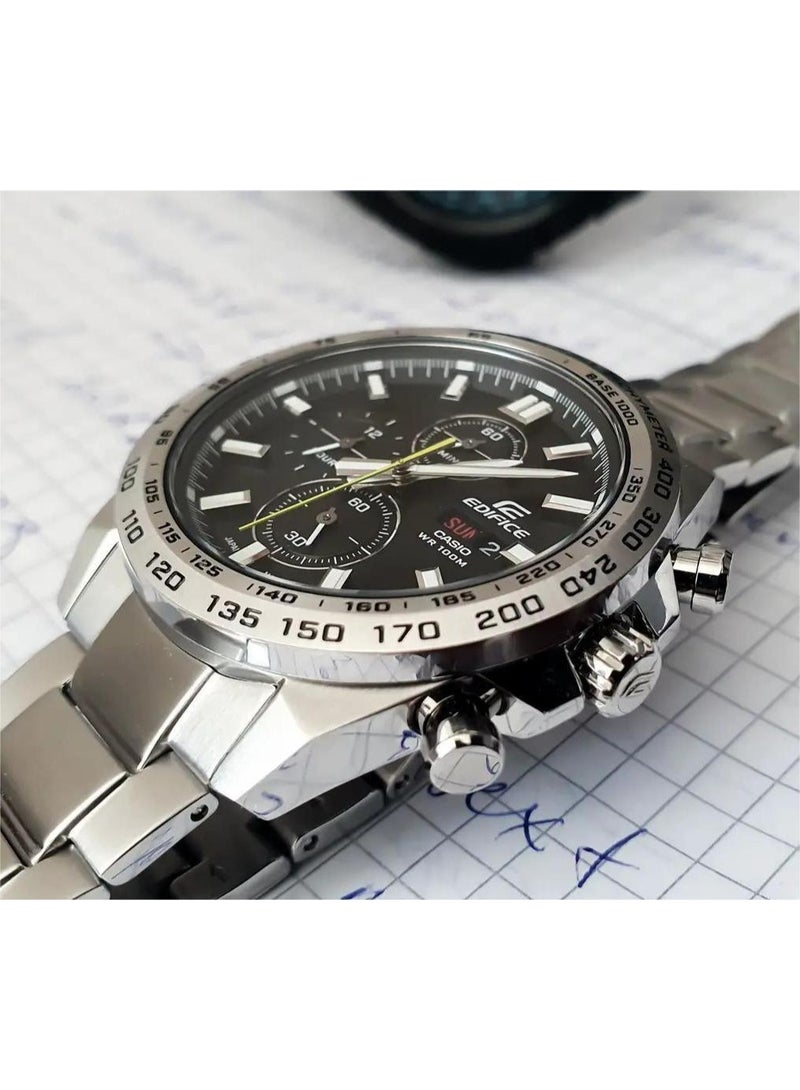 كاسيو ساعة كاسيو إديفيس EFR-574D-1AVUDF للرجال كرونوغراف من الستانلس ستيل مع قرص أسود وإطار تاكيمتر – مقاومة للماء حتى 100 متر - Image 3
