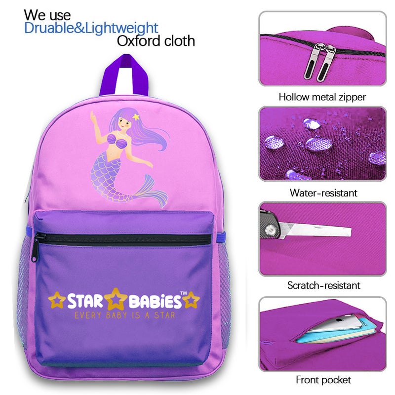 STAR BABiES أطفال النجوم - حقيبة مدرسية و مجموعة صندوق غداء بنتو - حورية البحر الصغيرة - 2 قطعة - Image 4
