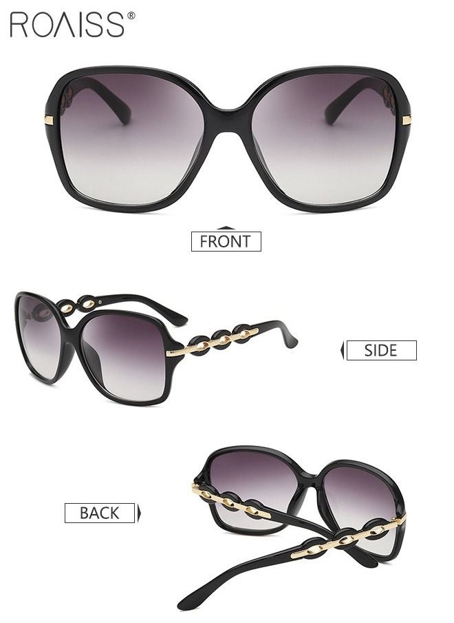 roaiss - Women's Square Sunglasses, UV400 Protection Sun Glasses with Stylish Temples, Oversize Fashion Anti-glare Sun Shades for Women with Glasses Case, 62mm - Image 1