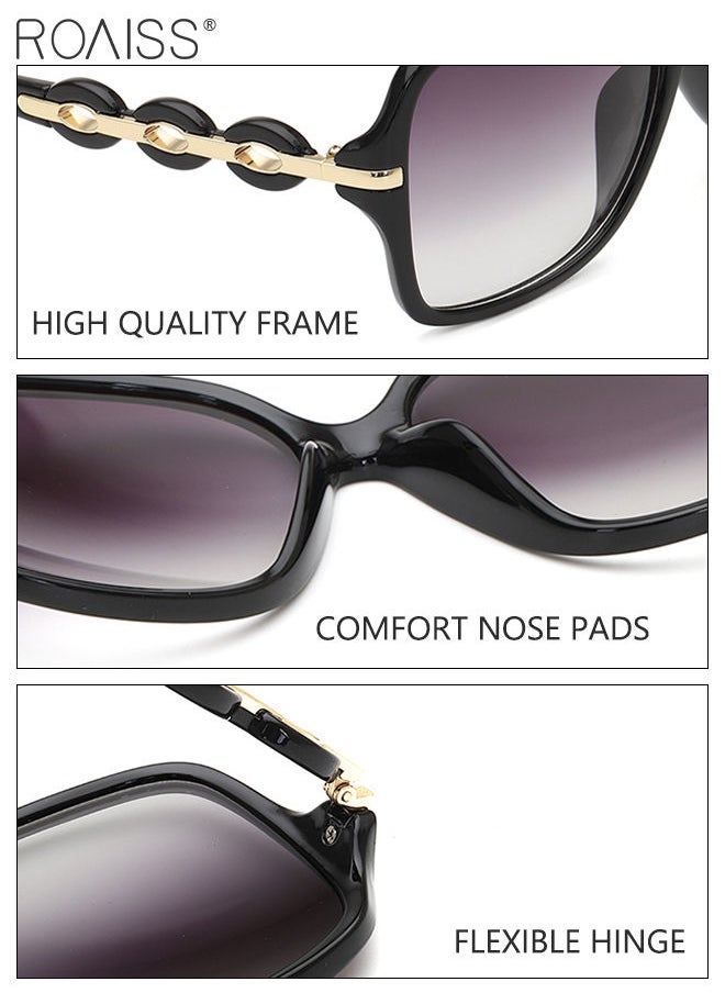 roaiss - Women's Square Sunglasses, UV400 Protection Sun Glasses with Stylish Temples, Oversize Fashion Anti-glare Sun Shades for Women with Glasses Case, 62mm - Image 1