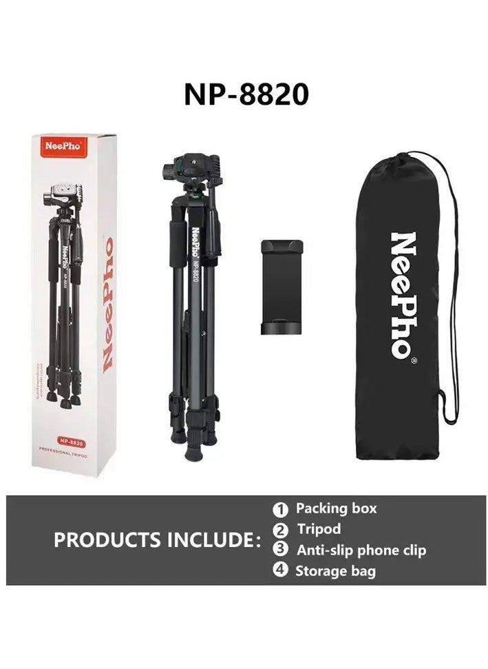 NeePho NP8820 Extendable 180 Degrees Tilt Handle Carbon Fiber Camera Tripod Phone Outdoor Live Selfie Camera Phone Floor , Stand for DSLR Camera - ( Digital Camera, Video Camera, Mobile Phone )  - Image 4