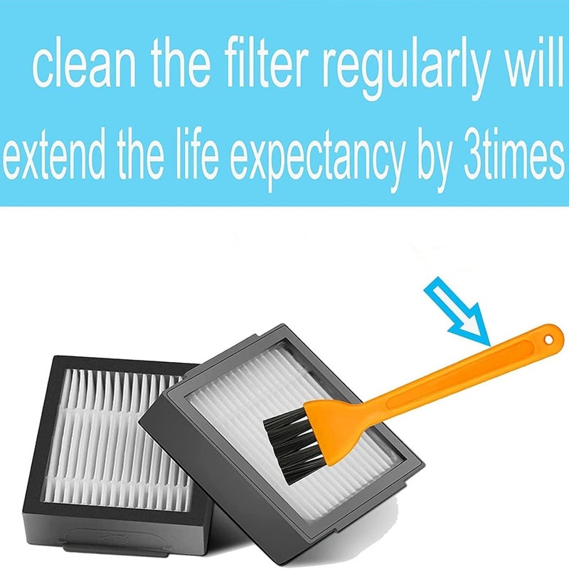 DLD 1 Set of Multi-Surface Rubber Brushes +3 HEPA Filters +6 Edge-Sweeping Brushes Replacement Parts for iRobot Roomba i7 i7+/i7 Plus E5 E6 Vacuum Cleaner Set - Image 3