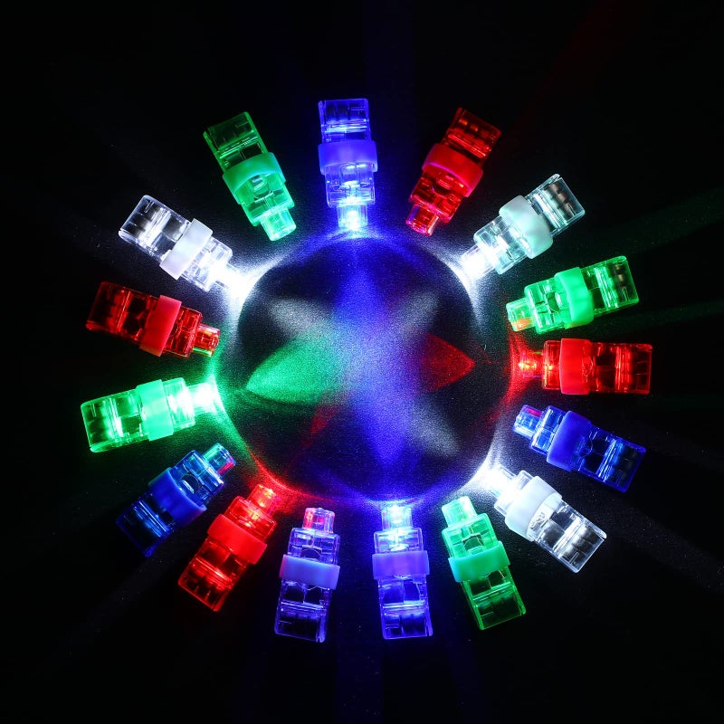 Hortsun 200 Pcs LED Finger Lights Mini Finger Flashlights for Kids Glow in the Dark Party Supplies Light up Ring Lights Toys Neon Party Favors for Kids Birthday Red Green Blue White - Image 3