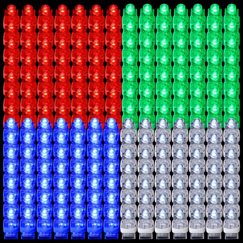 Hortsun 200 Pcs LED Finger Lights Mini Finger Flashlights for Kids Glow in the Dark Party Supplies Light up Ring Lights Toys Neon Party Favors for Kids Birthday Red Green Blue White - Image 2