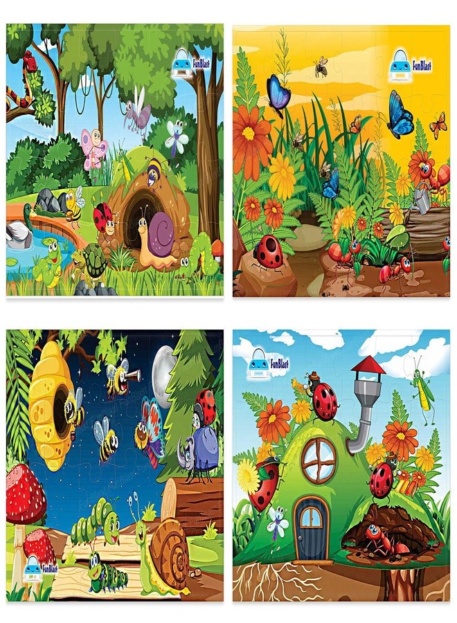 FunBlast Jigsaw Puzzles for Kids, Insects Jigsaw Puzzle for Kids, Floor Puzzle for Children, Learning and Educational Jigsaw Puzzle Toys, Set of 4-96 Pcs Puzzle (Multicolor, Size 30 X 22 CM) - Image 1