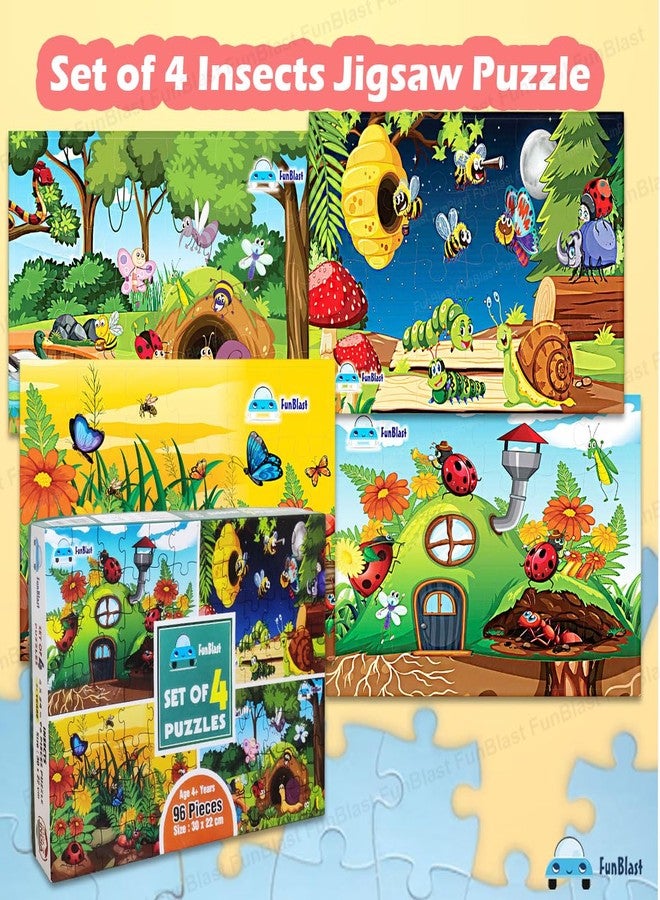 FunBlast Jigsaw Puzzles for Kids, Insects Jigsaw Puzzle for Kids, Floor Puzzle for Children, Learning and Educational Jigsaw Puzzle Toys, Set of 4-96 Pcs Puzzle (Multicolor, Size 30 X 22 CM) - Image 5