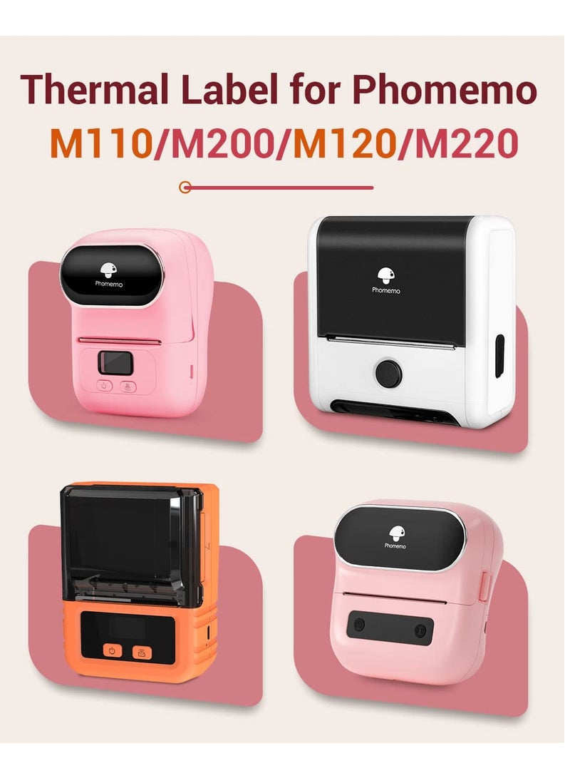 فوميمو ملصقات 1.57 انش × 1.18 انش (40 × 30 ملم) 6 بكرات لطابعة M110/M110S/M120/M200/M220 - زهري/ازرق/كاكي/اخضر/اصفر/ارجواني، للاعمال الصغيرة والمنزل والمكتب، 230 ملصق/لفة - Image 5