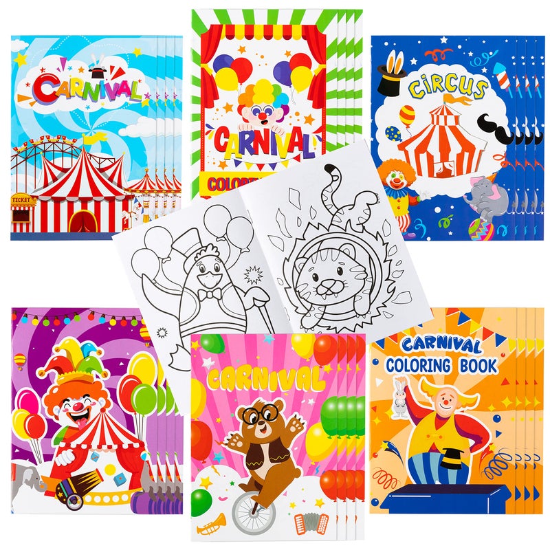 JAPBOR 24pcs Carnival Coloring Books for Kids Circus Carnivals Party Favors Color Pages Drawing Booklet Supplies Showman Themed DIY Art Doodle Colouring Book Bulk Painting Games Goodie Bag Fillers - Image 2