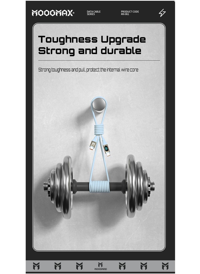 MOOGMAX Type-C to Type-C Cable made of soft and strong silicon and digital display of charging watt Supports fast charging PD until 60W, 1M length, Compatible with Iphone 15 series, Samsung  and Huawei phones  - Image 3