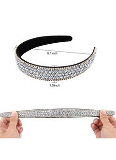 Wecoe Wecoe Silver Headband Women Girls Fashion with Rhinestones, Crystal Bling Sparkly Hair Band, Thin Hair Accessories for Short Hair, Holiday Birthday Gift  - Image 3