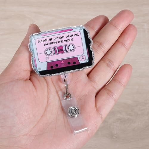 BVIIE Please Be Patient with ME, I'm from the 1900s Funny Badge Reel | Retractable ID Card Badge Holder | Name Medical Work Badge Clip for RN LPN CNA MA ER Night Shift Nurse Doctor | Nurse Gifts | Acrylic - Image 2