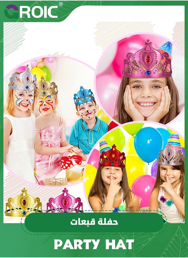 GROIC 24 Pieces DIY Crowns Set, Include 12 Pieces Foam Princess Crowns and 12 Pieces Crystal Diamond Sticker for Kids,Party Favors,Party Dress-up Accessories  - Image 3