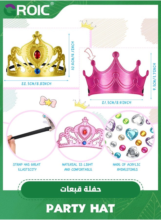 GROIC 24 Pieces DIY Crowns Set, Include 12 Pieces Foam Princess Crowns and 12 Pieces Crystal Diamond Sticker for Kids,Party Favors,Party Dress-up Accessories  - Image 2