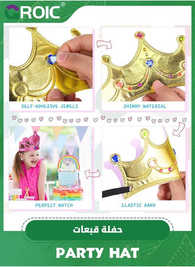 GROIC 24 Pieces DIY Crowns Set, Include 12 Pieces Foam Princess Crowns and 12 Pieces Crystal Diamond Sticker for Kids,Party Favors,Party Dress-up Accessories  - Image 4