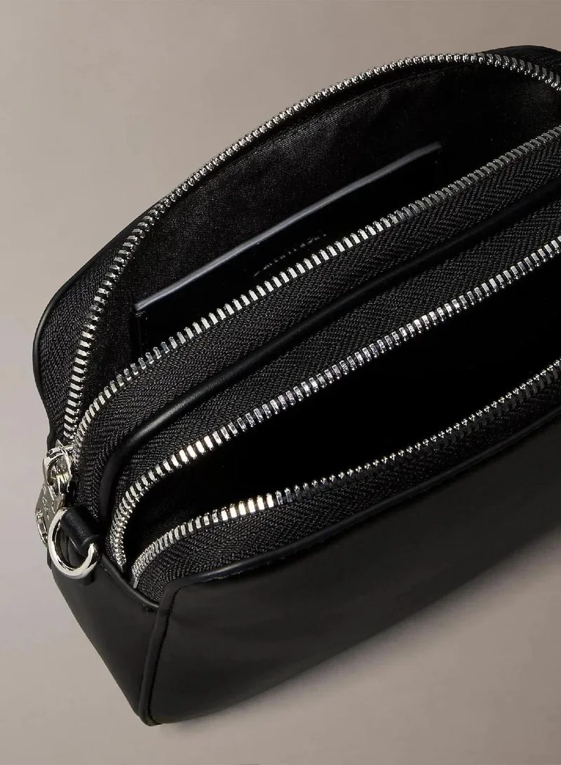Calvin Klein CK BLACK / SHINY NICKEL Convertible 2-Strap Crossbody Camera Bag for Women | Best Price UAE