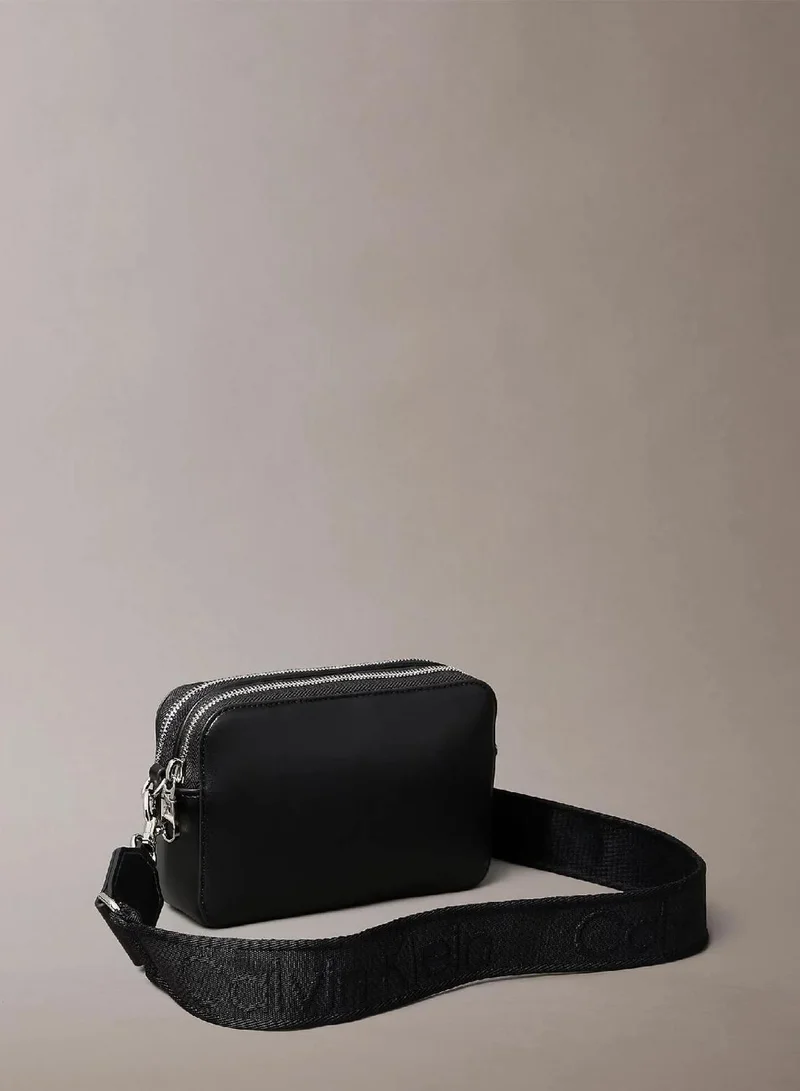 Calvin Klein CK BLACK / SHINY NICKEL Convertible 2-Strap Crossbody Camera Bag for Women | Best Price UAE
