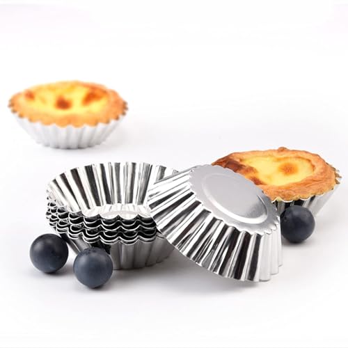 Tosnail 50 Pieces Aluminum Egg Tart Mold Small Tart Pie Tin Mini Cupcake Cake Muffin Cookie Mold Baking Cups - Image 4