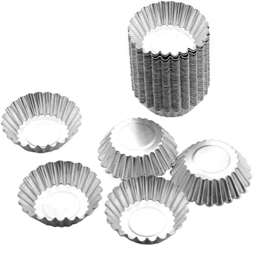 Tosnail 50 Pieces Aluminum Egg Tart Mold Small Tart Pie Tin Mini Cupcake Cake Muffin Cookie Mold Baking Cups - Image 1
