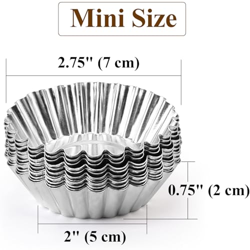 Tosnail 50 Pieces Aluminum Egg Tart Mold Small Tart Pie Tin Mini Cupcake Cake Muffin Cookie Mold Baking Cups - Image 2