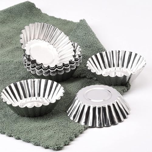 Tosnail 50 Pieces Aluminum Egg Tart Mold Small Tart Pie Tin Mini Cupcake Cake Muffin Cookie Mold Baking Cups - Image 3