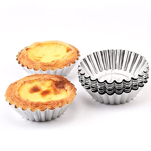 Tosnail 50 Pieces Aluminum Egg Tart Mold Small Tart Pie Tin Mini Cupcake Cake Muffin Cookie Mold Baking Cups - Image 5