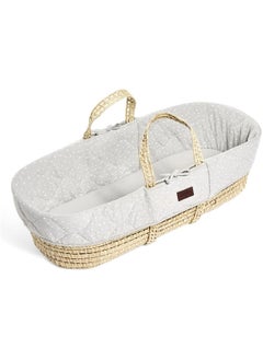 The Little Green Sheep Natural Quilted Moses Basket and Mattress Dove Rice  - Image 1