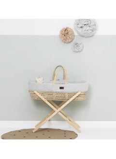 The Little Green Sheep Natural Quilted Moses Basket and Mattress Dove Rice  - Image 4