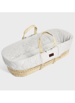 The Little Green Sheep Natural Quilted Moses Basket and Mattress Dove Rice  - Image 2