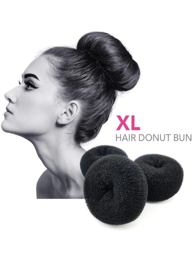 Globalstar Donut Hair Bun Black 4.3 Inches - Perfect Updo for Ladies pack of 3pcs - Image 2