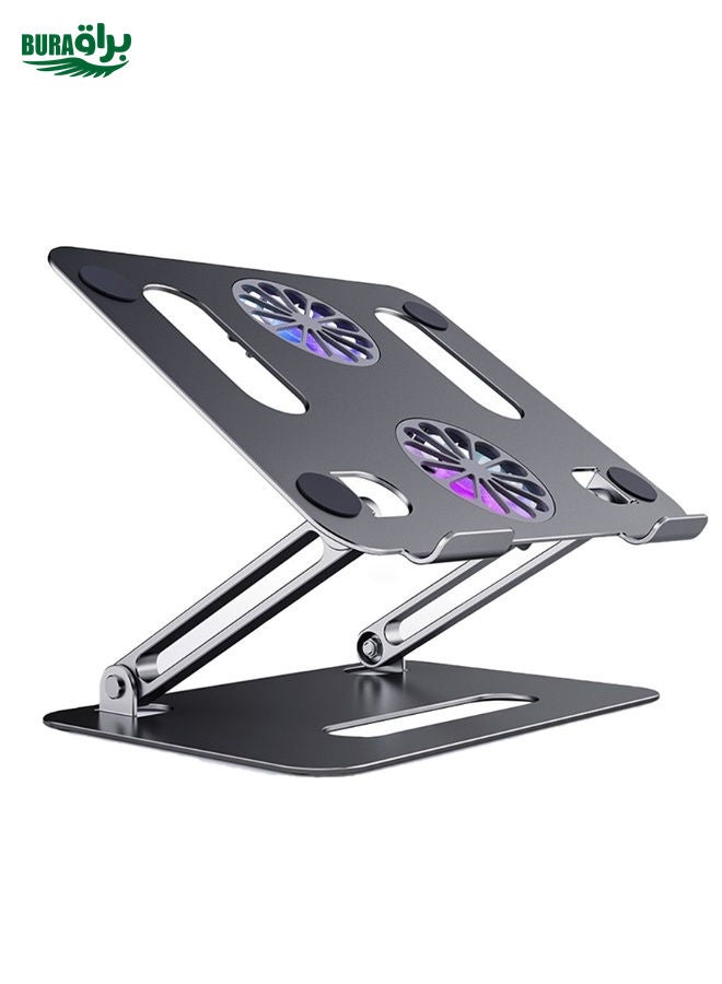 BURAQ BONERUY P43F Aluminum Alloy Folding Computer Stand Notebook Cooling Stand, Colour: Grey  - Image 1
