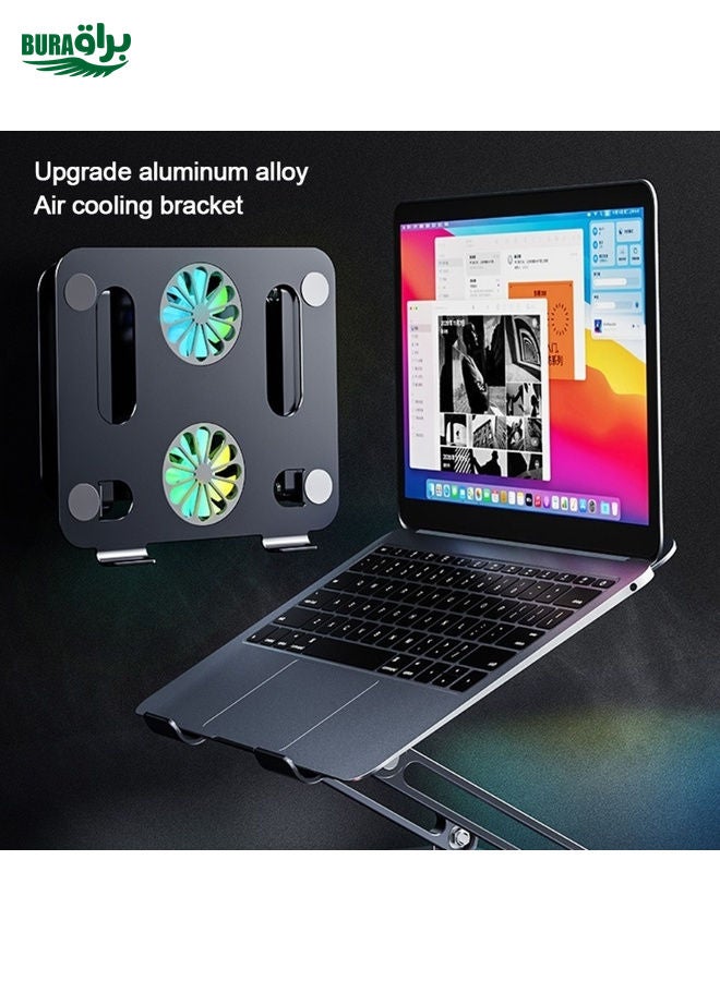 BURAQ BONERUY P43F Aluminum Alloy Folding Computer Stand Notebook Cooling Stand, Colour: Grey  - Image 4