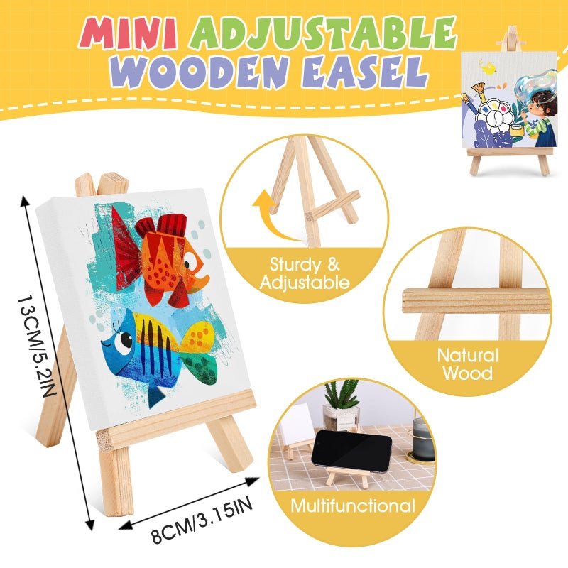 ESRICH 12 Set Mini Acrylic Paint Kit, Minis Stretched Canvas with Easel, Acrylic Paint Strips, Palettes, Painting Brushes, Mini Canvas and Easel Set for Kids Artists Beginner,Gift - Image 5