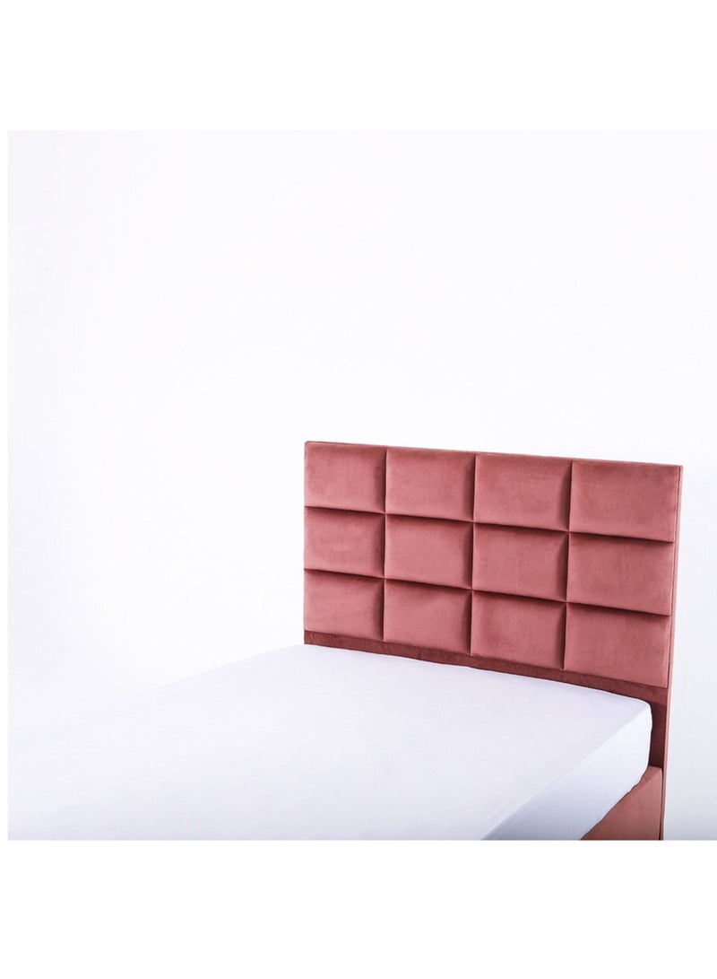 Karnak Square Design Upholstered Velvet Bed Frame Bedroom Furniture Strong And Sturdy Modern Design Wooden Bed | Quiet & Comfortable Bed (EU - Double 140x200cm, Pink) - Image 5