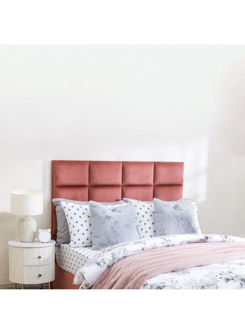 Karnak Square Design Upholstered Velvet Bed Frame Bedroom Furniture Strong And Sturdy Modern Design Wooden Bed | Quiet & Comfortable Bed (EU - Double 140x200cm, Pink) - Image 2