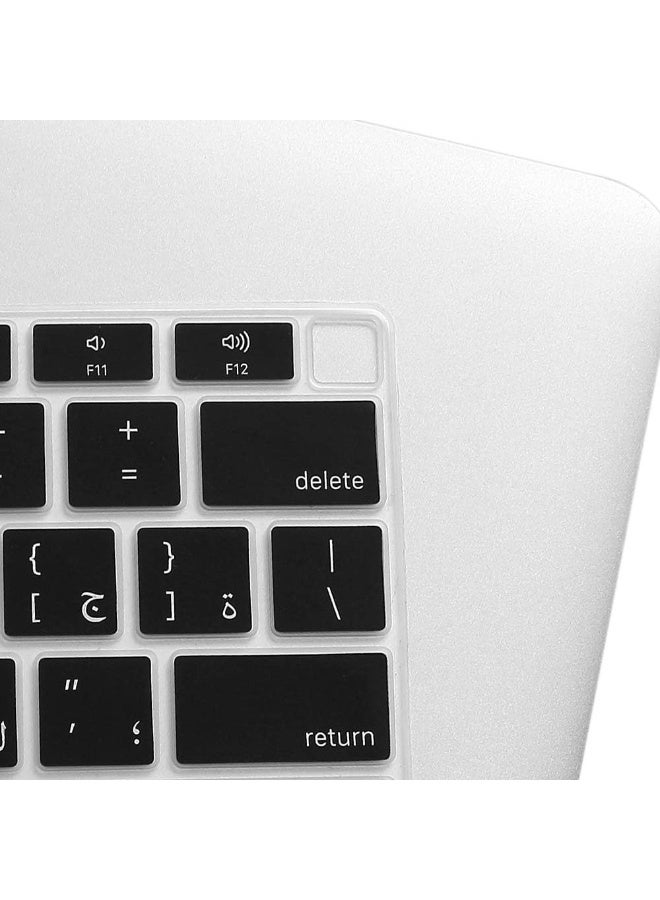 Arabic Language Ultra Thin Silicone Keyboard Cover for 2021 2020 MacBook Air 13 Inch A2179 and A2337 Apple M1 Chip (US Layout) with Touch ID Keyboard Accessories Protective Skin (Black) - Image 2