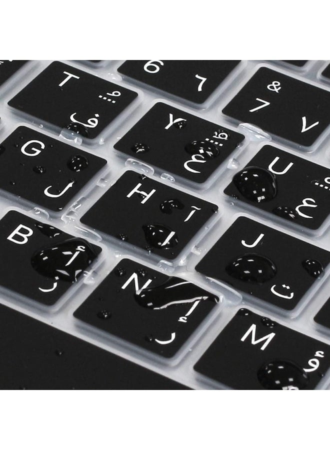 Arabic Language Ultra Thin Silicone Keyboard Cover for 2021 2020 MacBook Air 13 Inch A2179 and A2337 Apple M1 Chip (US Layout) with Touch ID Keyboard Accessories Protective Skin (Black) - Image 4