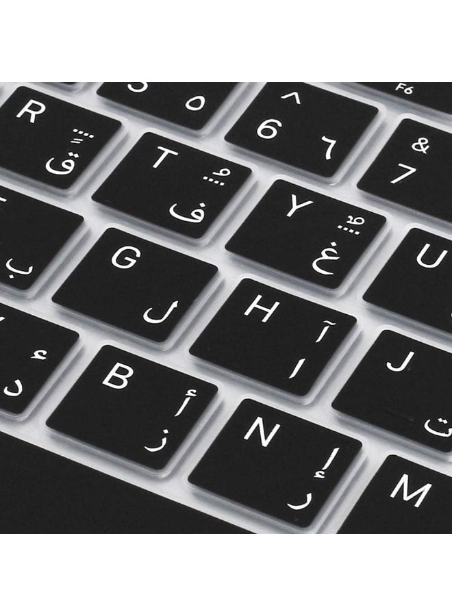 Arabic Language Ultra Thin Silicone Keyboard Cover for 2021 2020 MacBook Air 13 Inch A2179 and A2337 Apple M1 Chip (US Layout) with Touch ID Keyboard Accessories Protective Skin (Black) - Image 5