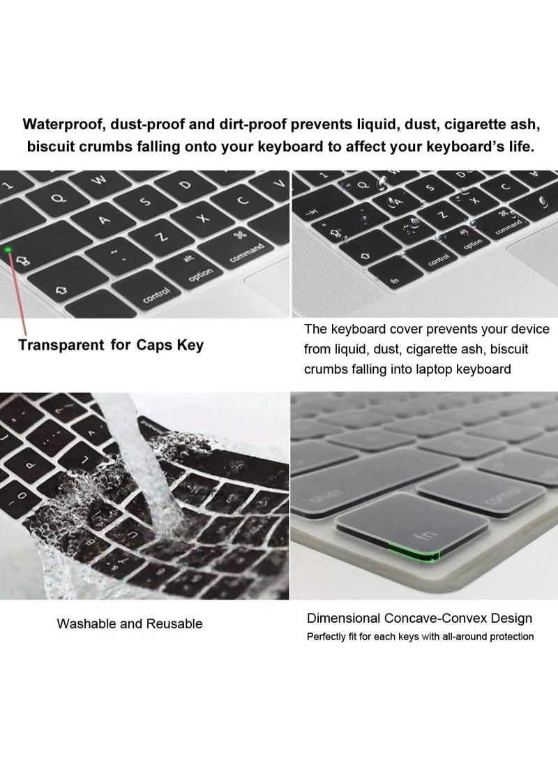 Arabic Language Ultra Thin Silicone Keyboard Cover for 2021 2020 MacBook Air 13 Inch A2179 and A2337 Apple M1 Chip (US Layout) with Touch ID Keyboard Accessories Protective Skin (Black) - Image 3